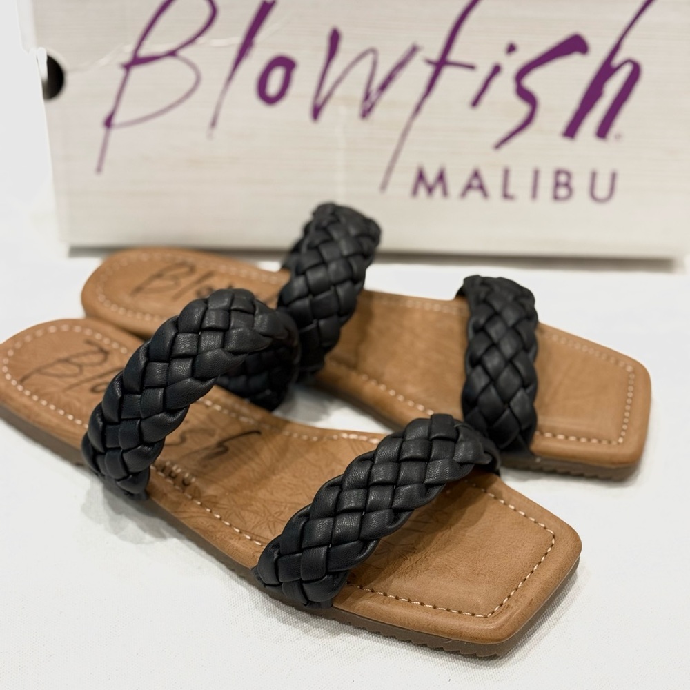 Blowfish Malibu Zelie Women Slip on Braided Sandals Color Black Mandala